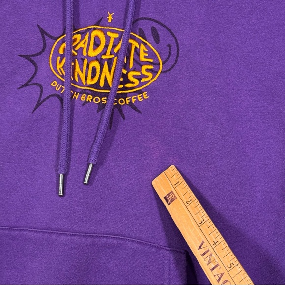 Dutch Bros Coffee Radiate Kindness Purple Hoodie Small Pullover Sweatshirt Comfy - Picture 10 of 15